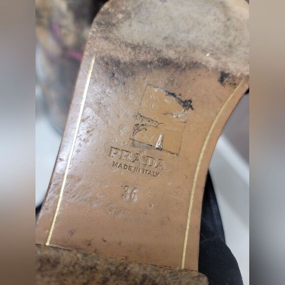 PRADA Suede Ankle Wrap T-Strap Sandals Womens Black 36 Flat Gladiator Strappy - Picture 5 of 7